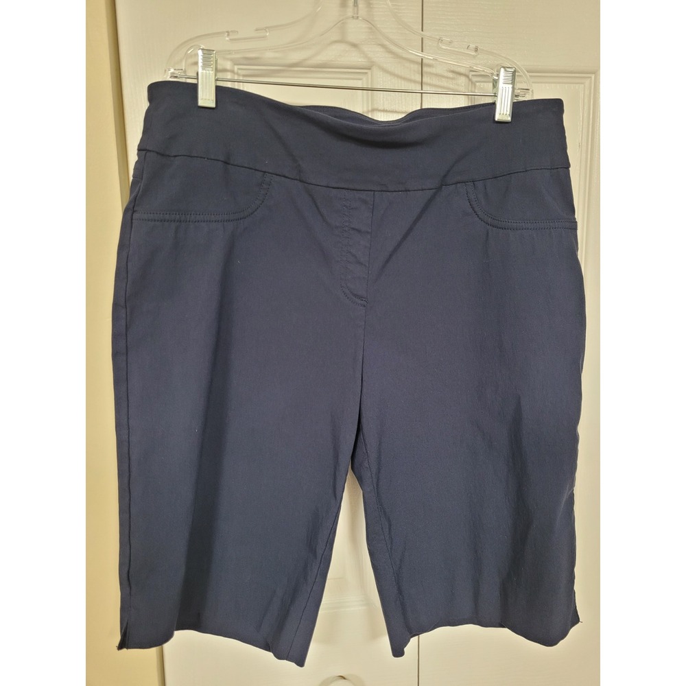 Ruby Rd Solar Millennium NavyBlue PullOn Stretch Walking Bermuda Shorts Size 14